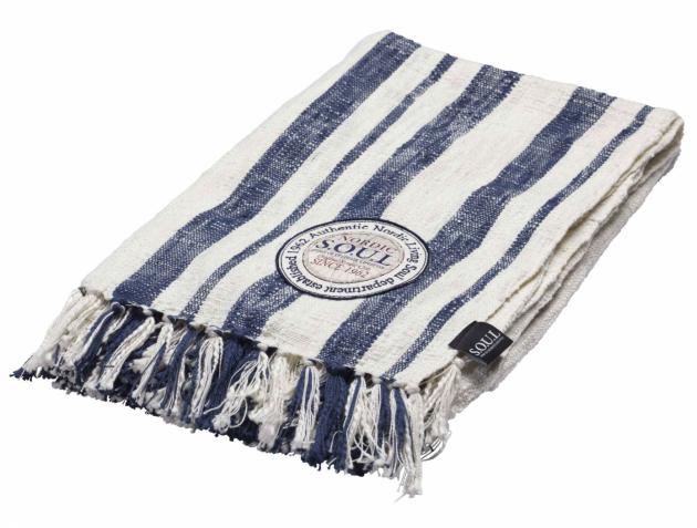 Hampton throw 130x170cm,blue/white